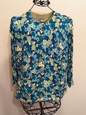 🌼🌼🌼BOGOHO🌼🌼🌼Cherokee Teal and Navy Floral Button Cardigan-XL